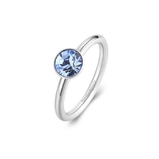 Anello solitario donna Brosway Symphonia in acciaio con cristallo azzurro