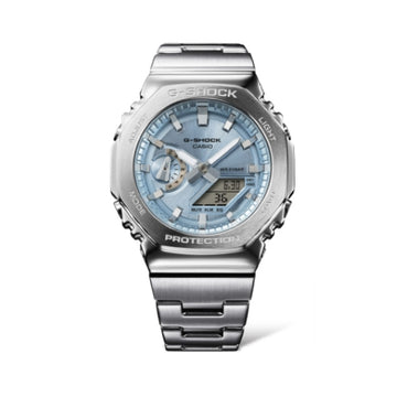 Orologio multifunzione Casio G-Shock in acciaio argento e azzurro CA.GM2110D2AER