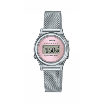 Orologio digitale Casio Vintage in acciaio argento e rosa