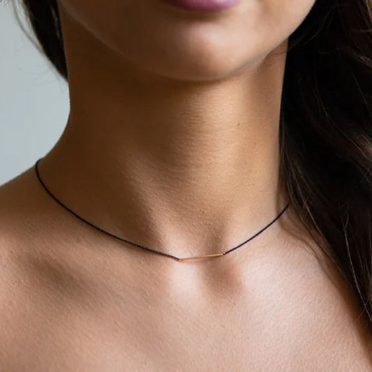 Collana donna Burato Linee ed Archi catena argento nero e linea oro rosa