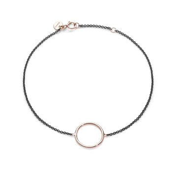 Bracciale donna Burato Linee ed Archi con cerchio oro rosa e argento nero