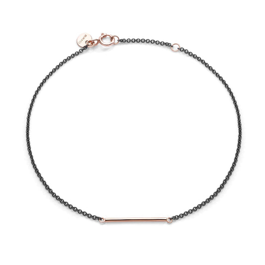 Bracciale donna Burato Linee ed Archi con linea oro rosa e argento nero