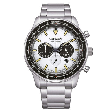 Orologio cronografo uomo Citizen Outdoor in acciaio con quadrante bianco 44mm CA4500-91A-1