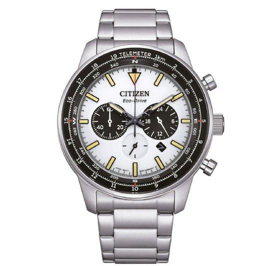 Orologio cronografo uomo Citizen Outdoor in acciaio con quadrante bianco 44mm