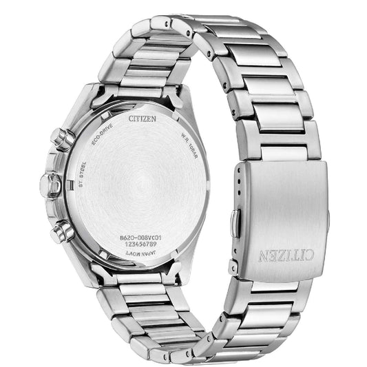 Orologio crono uomo Citizen Modern Classic in acciaio con quadrante bianco 41mm