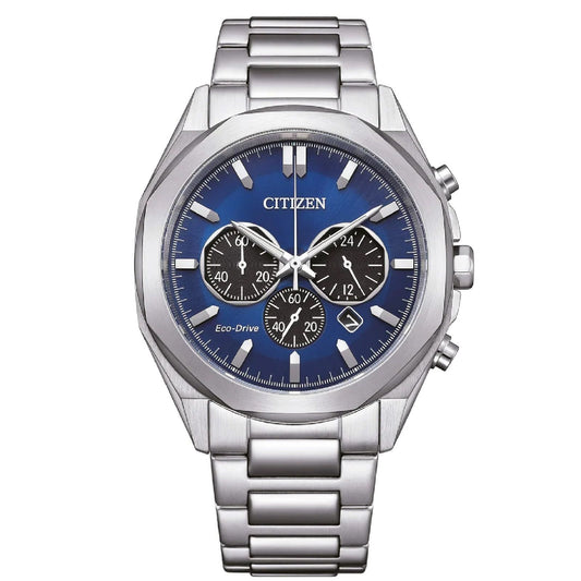 Orologio crono uomo Citizen Modern Classic in acciaio con quadrante blu 41mm