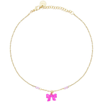 Cavigliera donna Rue Des Mille Candy Bow in argento dorato con fiocco e cristalli