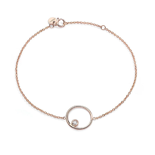 Bracciale Burato Solitaire donna in oro rosa con cerchio e diamante 0,03ct CB365-1