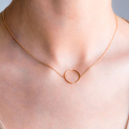 Collana Burato Linee ed Archi donna in oro rosa con cerchio di 16 mm