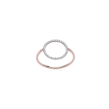 Anello Burato Linee ed Archi donna oro rosa cerchio e diamanti 0,16ct