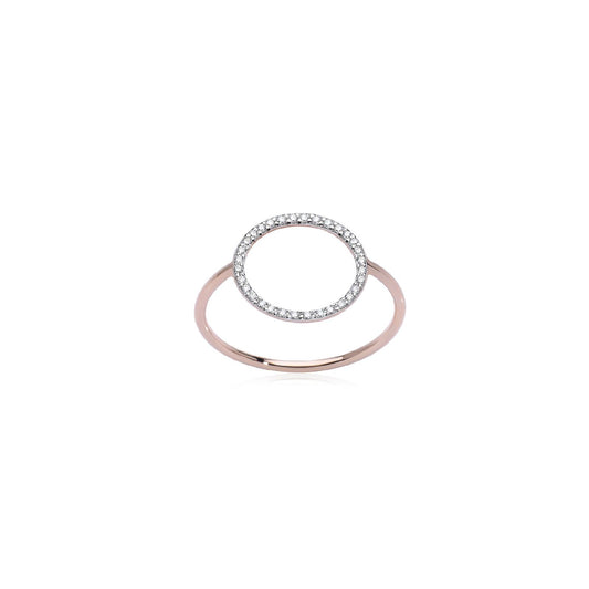 Anello Burato Linee ed Archi donna oro rosa cerchio e diamanti 0,16ct