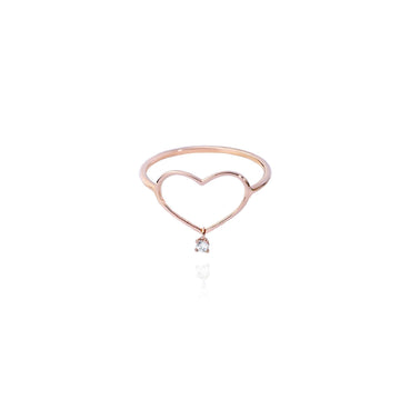 Anello solitario donna Burato Con Amore oro rosa cuore diamante 0,02ct