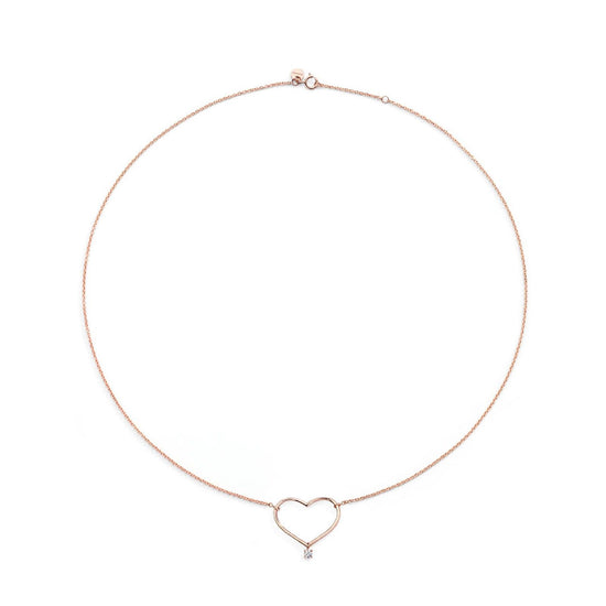 Collana Burato Con Amore donna in oro rosa con cuore grande e diamante 0,03ct CI701-1