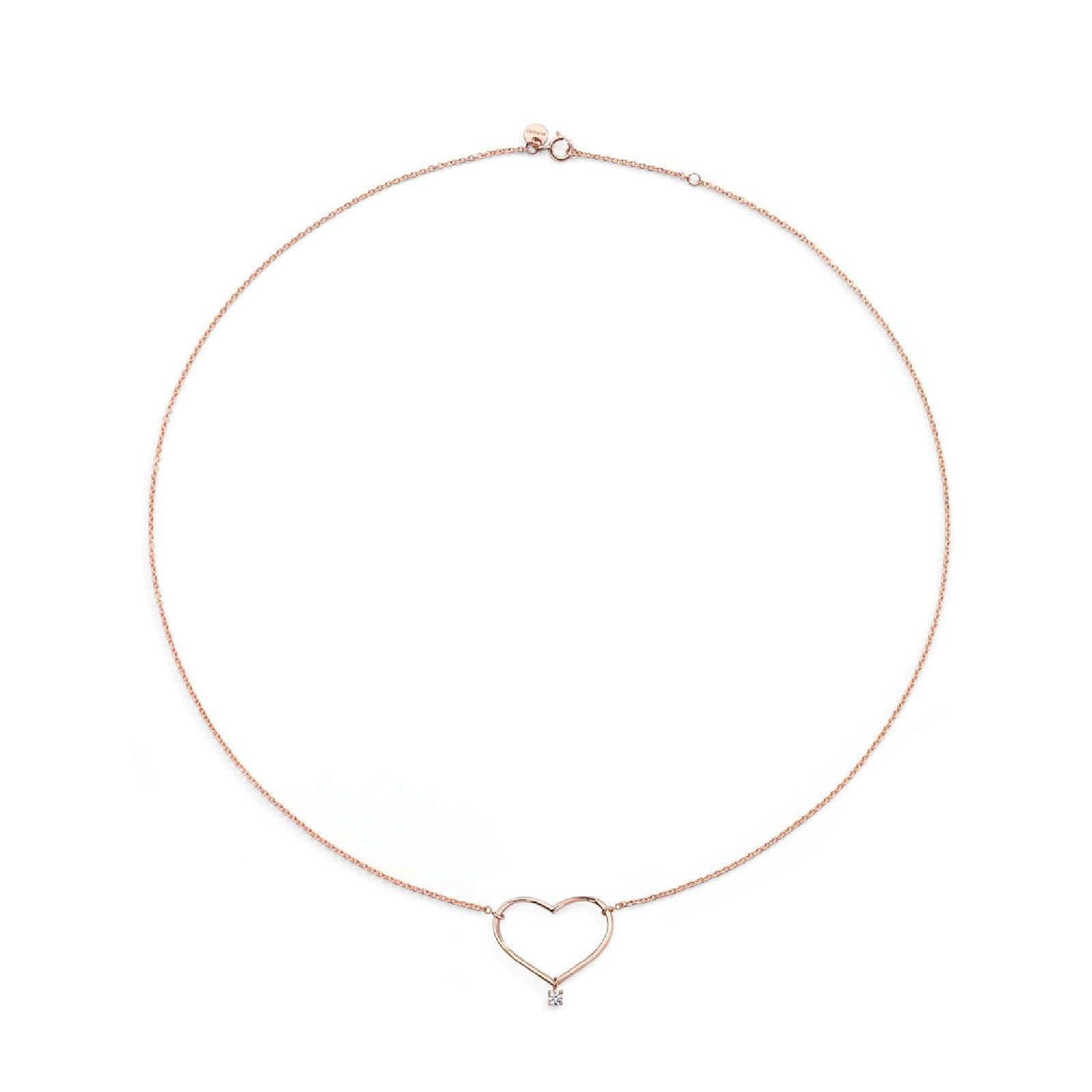 Collana Burato Con Amore donna in oro rosa con cuore grande e diamante 0,03ct CI701-1