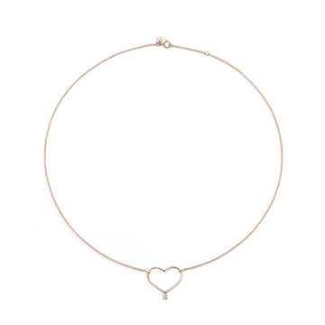 Collana Burato Con Amore donna in oro rosa con cuore grande e diamante 0,03ct CI701-1