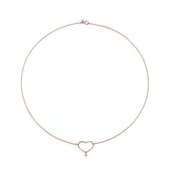 Collana Burato Con Amore donna in oro rosa con cuore piccolo e diamante 0,03ct CI702-1