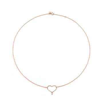 Collana Burato Con Amore donna in oro rosa con cuore piccolo e diamante 0,03ct CI702-1