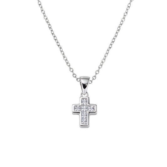 Collana donna Amen Sacro in argento con croce di zirconi bianchi