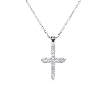 Collana donna Amen Sacro in argento con croce grande di zirconi bianchi