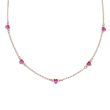 Collana donna Amen Amore in argento rosé con 5 zirconi rossi a cuore