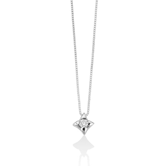 Collana donna Miluna Collier Punto Luce in oro bianco con diamante di 0,04 ct