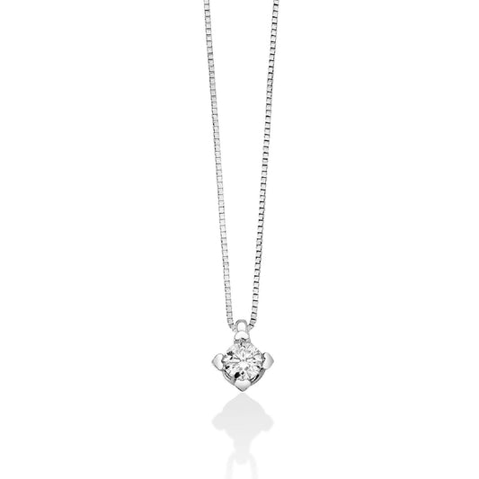 Collana punto luce donna Miluna Cuore oro bianco diamante 0,15ct griffe cuore