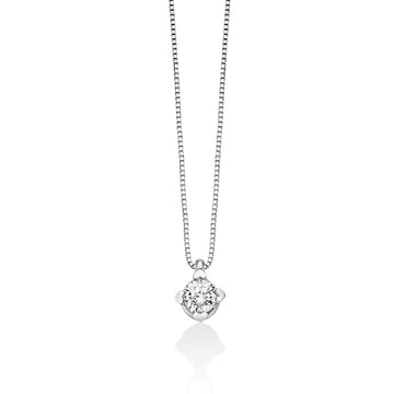 Collana punto luce donna Miluna Cuore oro bianco diamante 0,18ct griffe cuore