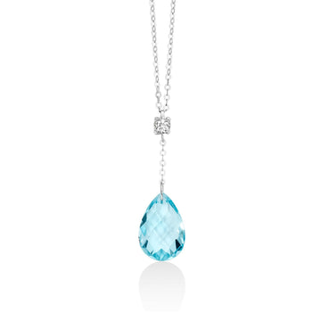 Collana donna Miluna Gemma del Cielo oro bianco topazio bianco 0,13ct azzurro 3,3ct