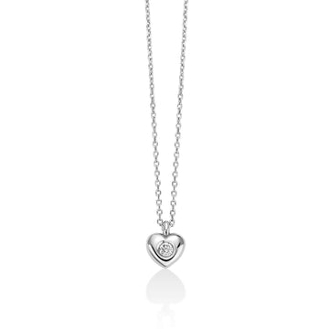 Collana donna Miluna Diamanti 375 oro bianco con cuore e diamante 0,02ct