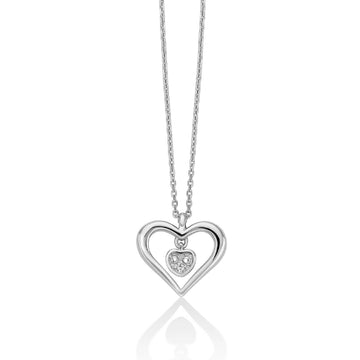 Collana donna Miluna Diamanti 375 oro bianco con cuore e diamante 0,0028ct