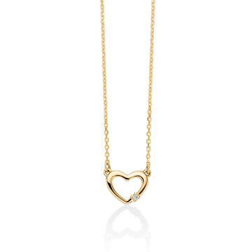 Collana donna Miluna Diamanti 375 in oro giallo con cuore e diamante 0,0028ct