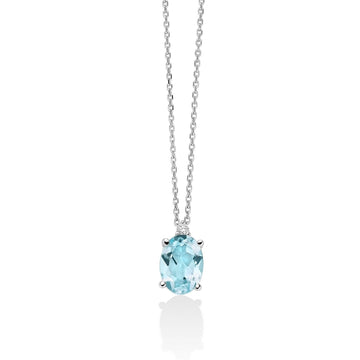 Collana donna Miluna Gemma del Cielo 375 oro bianco diamante 0,0088ct topazio 1ct