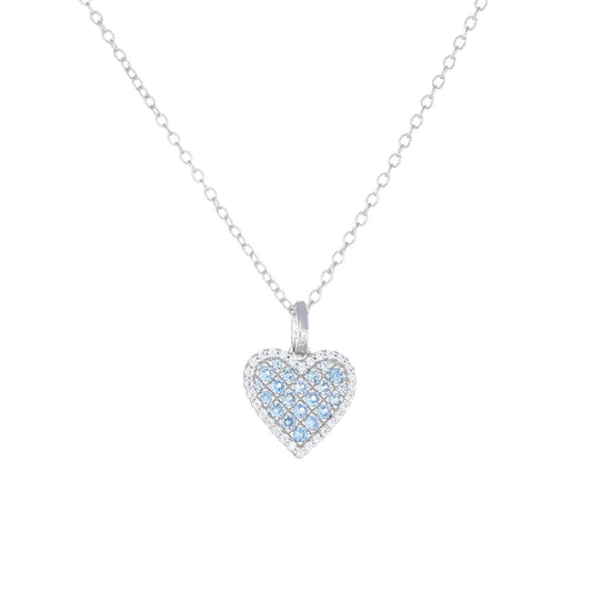 Collana donna Amen Amore argento con cuore di zirconi azzurri e bianchi