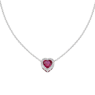 Collana donna Amen Amore in argento con cuore di zircone rosso