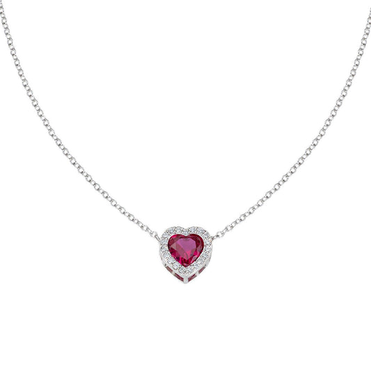 Collana donna Amen Amore in argento con cuore di zircone rosso