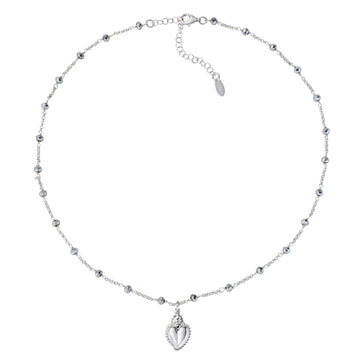 Collana donna Amen Sacro in argento con cuore sacro e cristalli grigi