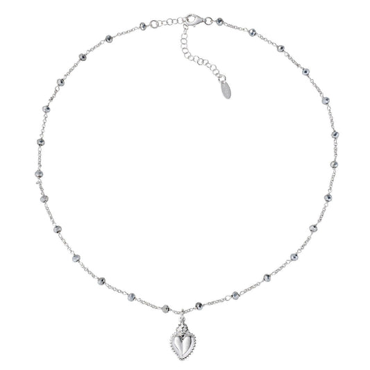 Collana donna Amen Sacro in argento con cuore sacro e cristalli grigi