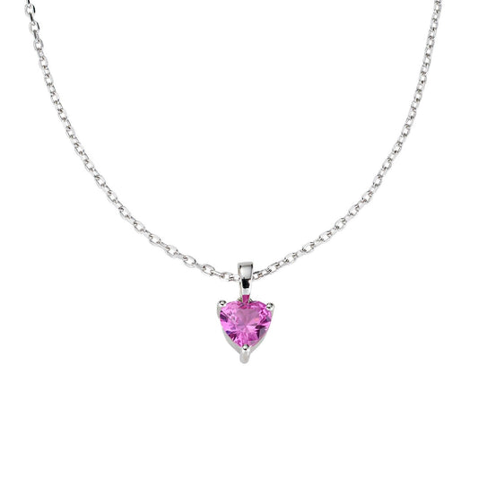 Collana donna Amen Amore in argento con cuore di zircone fucsia