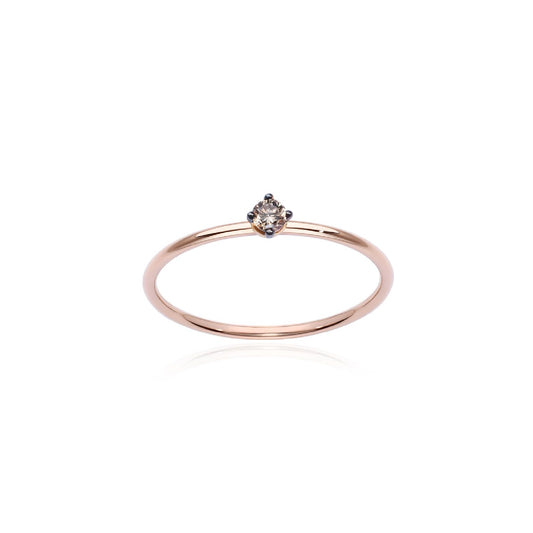 Anello solitario Burato Solitaire donna oro rosa e diamante marrone 0,05ct