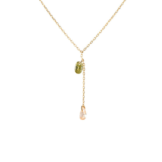 Collana donna PDPAOLA Essential Linda argento dorato zircone verde e rosa