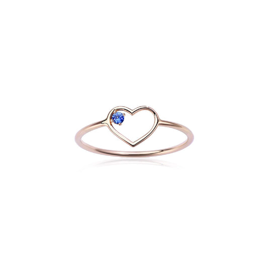 Anello solitario Burato Con Amore donna oro rosa cuore e zaffiro blu 0,03ct