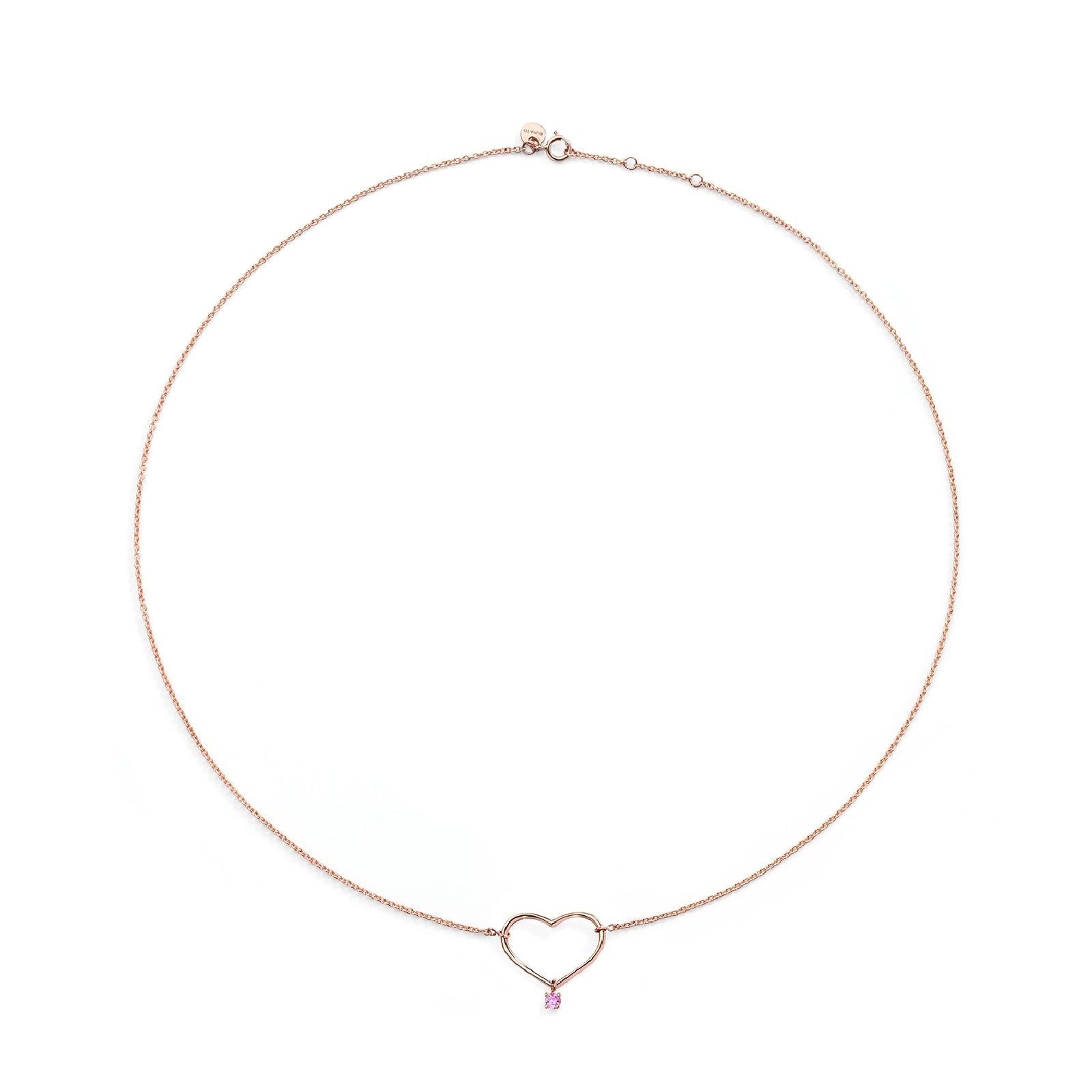 Collana girocollo Burato Con Amore donna oro rosa con cuore e zaffiro rosa 0,03ct CO196-1