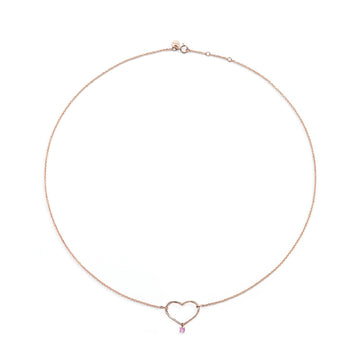 Collana girocollo Burato Con Amore donna oro rosa con cuore e zaffiro rosa 0,03ct CO196-1