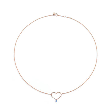 Collana donna Burato Con Amore oro rosa ciondolo cuore zaffiro blu 0,03ct