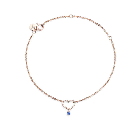 Bracciale Burato Con Amore donna oro rosa, cuore e zaffiro blu 0,03ct CO388-1