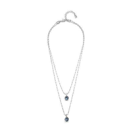 Collana donna Uno de 50 Charismatic lega metallica doppia catena cristalli blu COL1866AZUMTL0U