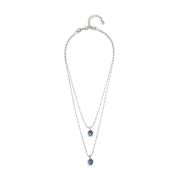 Collana donna Uno de 50 Charismatic lega metallica doppia catena cristalli blu