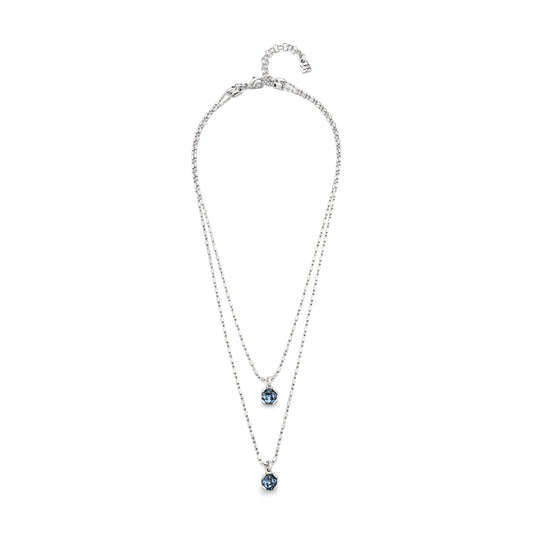 Collana donna Uno de 50 Charismatic lega metallica doppia catena cristalli blu