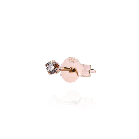 Orecchino punto luce Burato Solitaire donna oro rosa diamante marrone 0,05ct