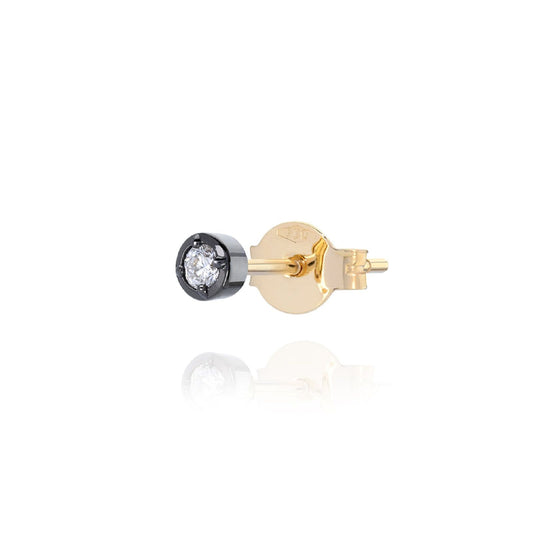 Orecchino punto luce Burato Solitaire donna oro, rodio nero, diamante 0,05ct